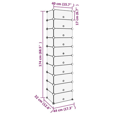Shoe Rack Transparent Polypropylene & Steel Large Stackable