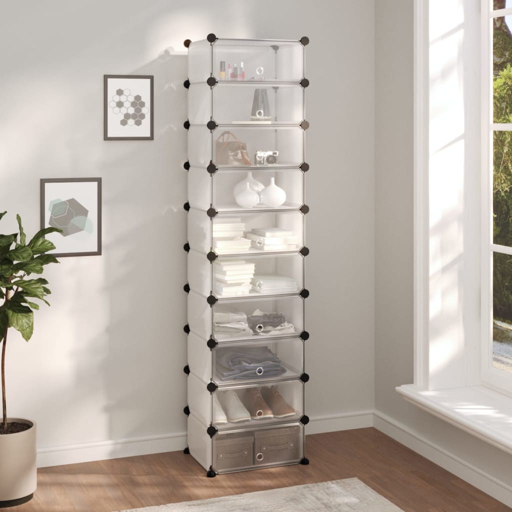 Shoe Rack Transparent Polypropylene & Steel Large Stackable