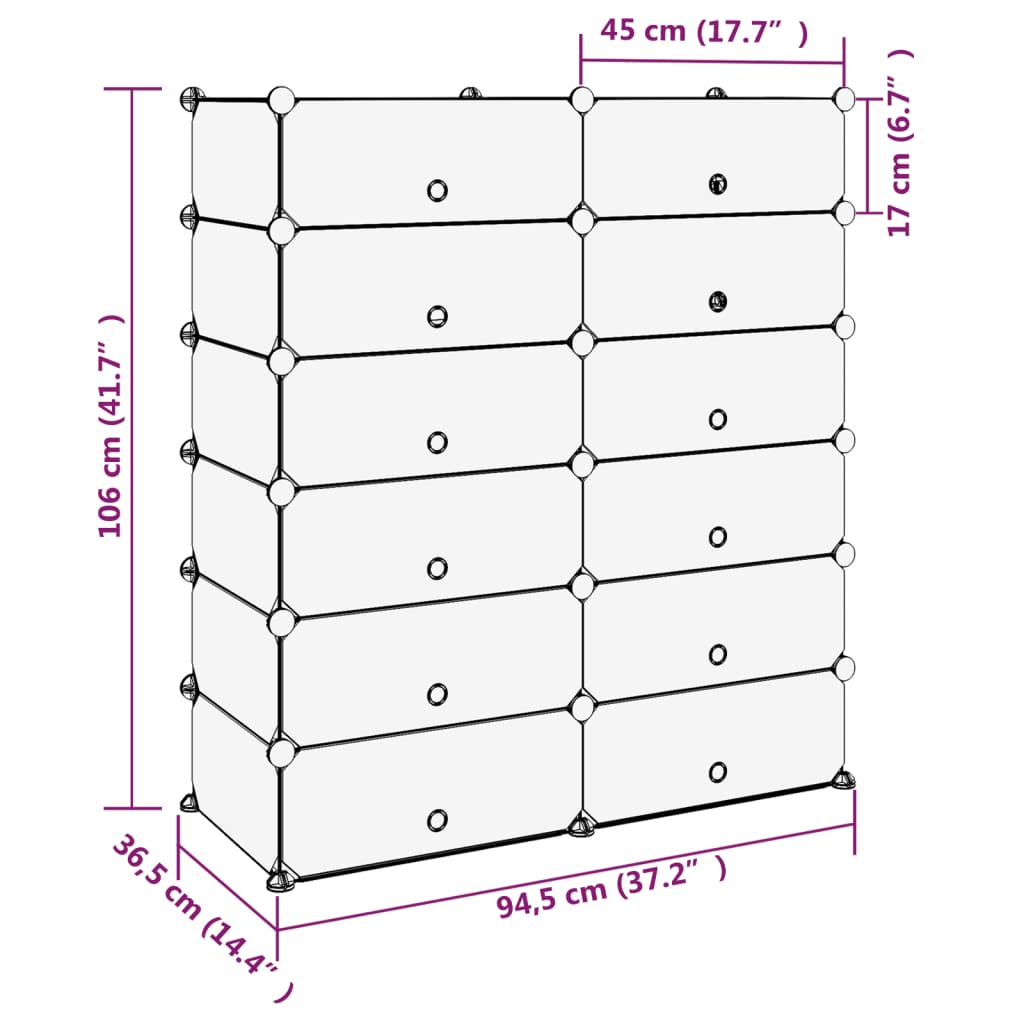 Shoe Rack Transparent Polypropylene & Steel Large