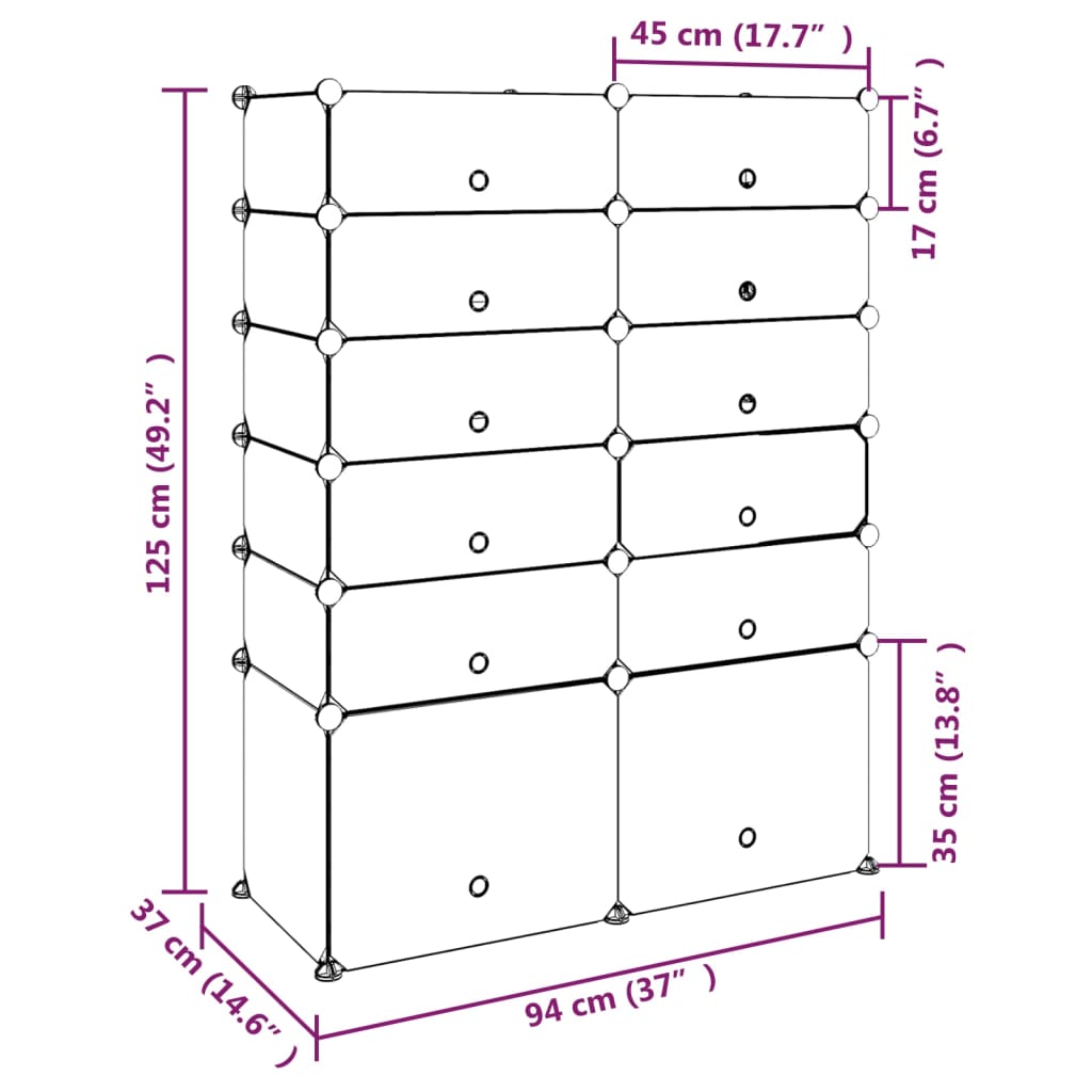 Shoe Rack Transparent Polypropylene & Steel Large