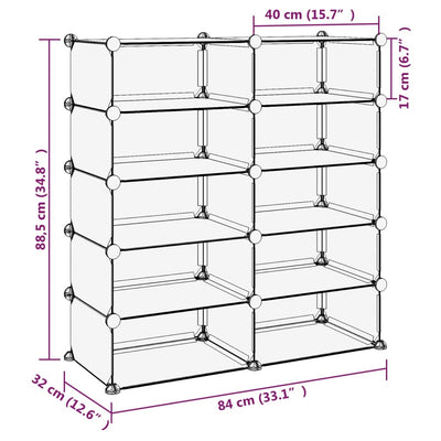 Shoe Rack Transparent Polypropylene & Steel Large