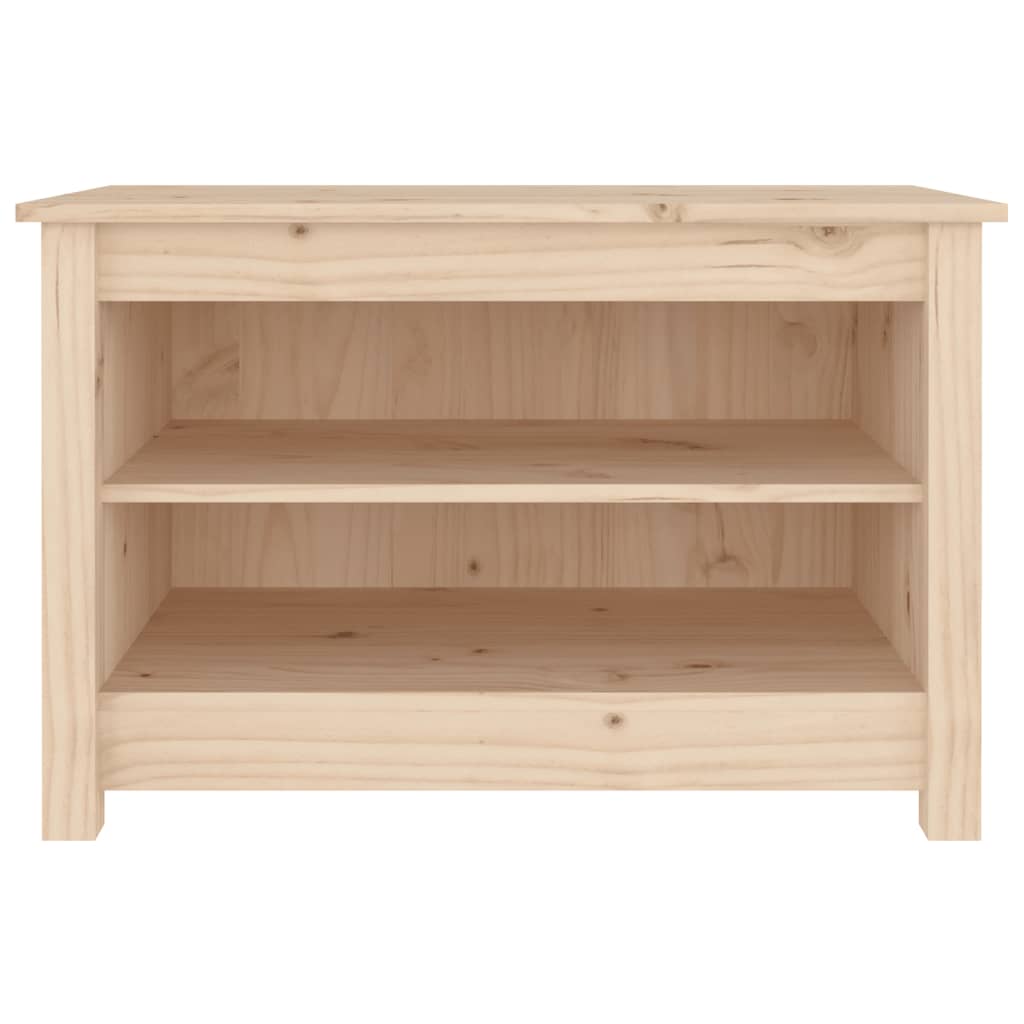 23" Scandinavian Compact Natural Solid Pine Shoe Bench With 2 Tiers