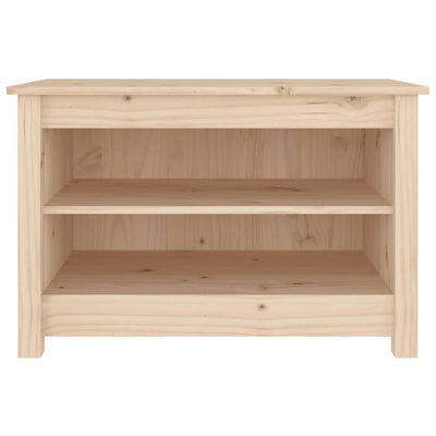 23" Scandinavian Compact Natural Solid Pine Shoe Bench With 2 Tiers