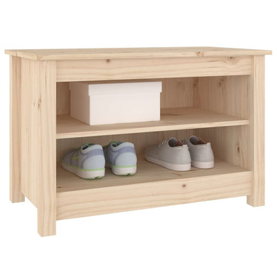 23" Scandinavian Compact Natural Solid Pine Shoe Bench With 2 Tiers