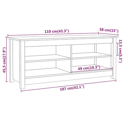 Shoe Bench Natural Solid Pine Wide & Deep 4 Compartments
