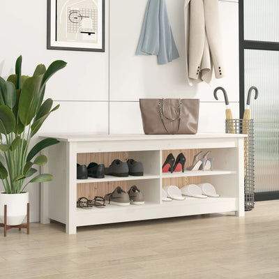 Shoe Bench Natural Solid Pine Wide & Deep 4 Compartments