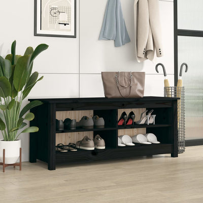 Shoe Bench Natural Solid Pine Wide & Deep 4 Compartments