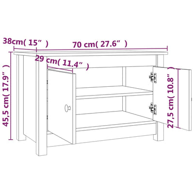 Shoe Cabinet Solid Pine Wood Wide & Deep 2 Compartments
