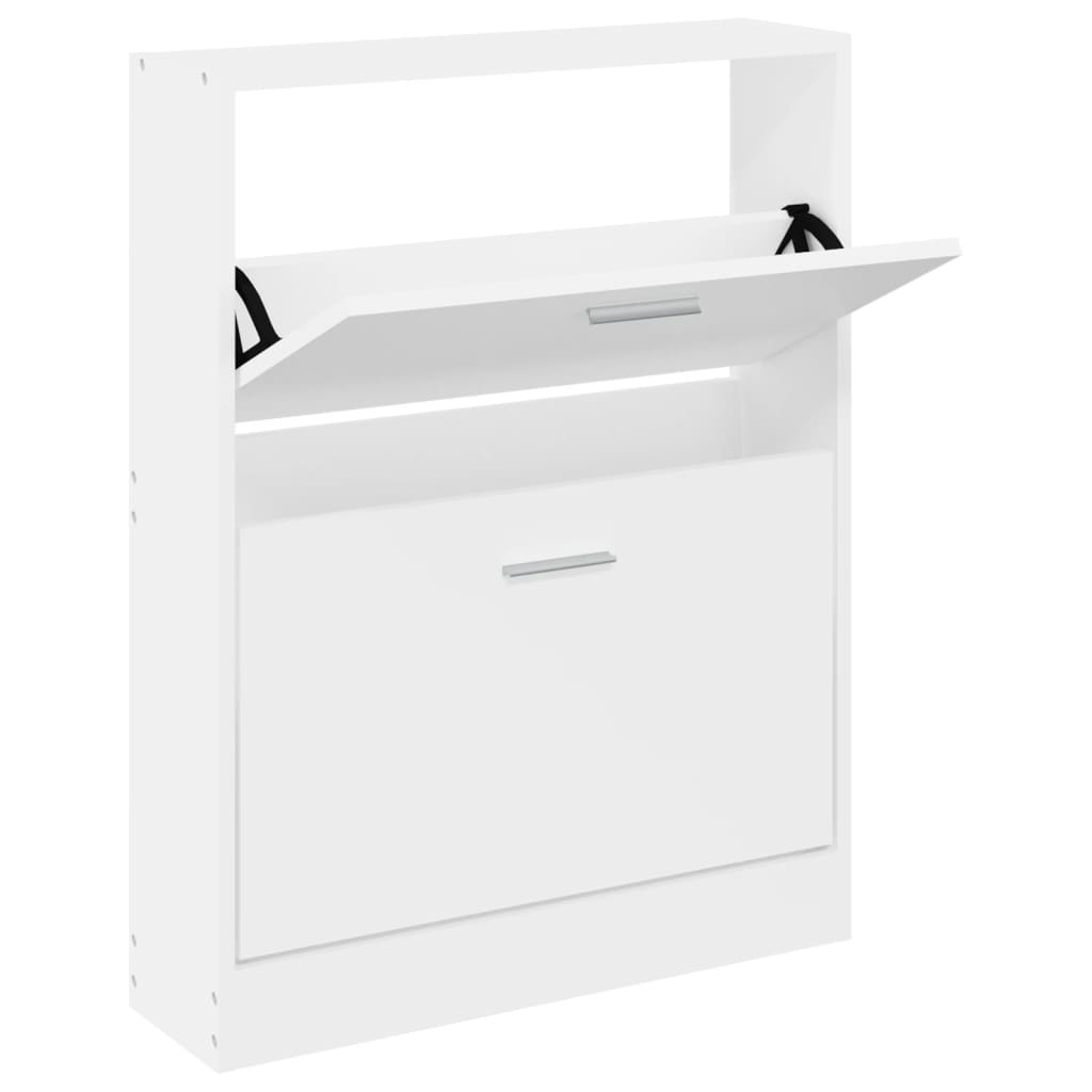 Shoe Cabinet Natural Solid Pine Medium 2 Drop-Down Drawers