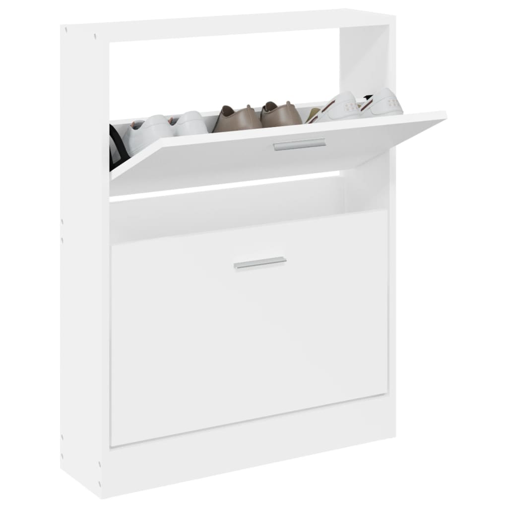 Shoe Cabinet Natural Solid Pine Medium 2 Drop-Down Drawers
