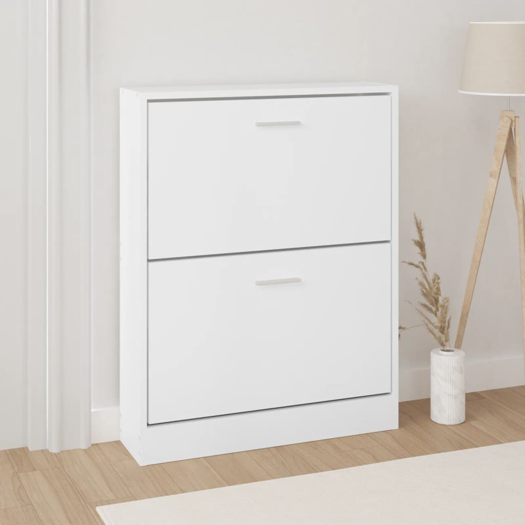 Shoe Cabinet Natural Solid Pine Medium 2 Drop-Down Drawers