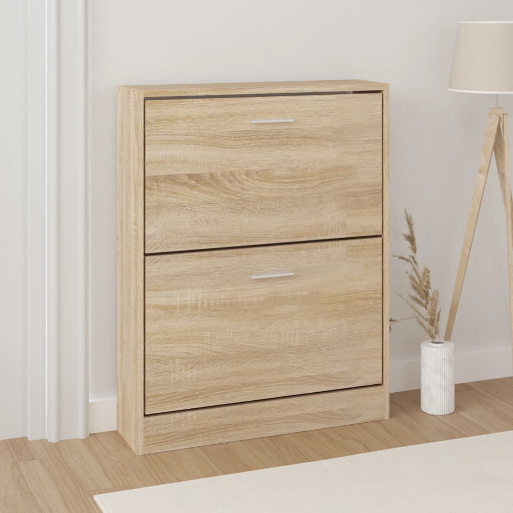 Shoe Cabinet Natural Solid Pine Medium 2 Drop-Down Drawers