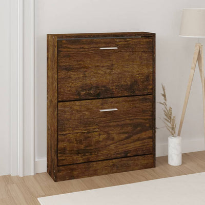 Shoe Cabinet Natural Solid Pine Medium 2 Drop-Down Drawers