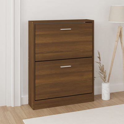 Shoe Cabinet Natural Solid Pine Medium 2 Drop-Down Drawers