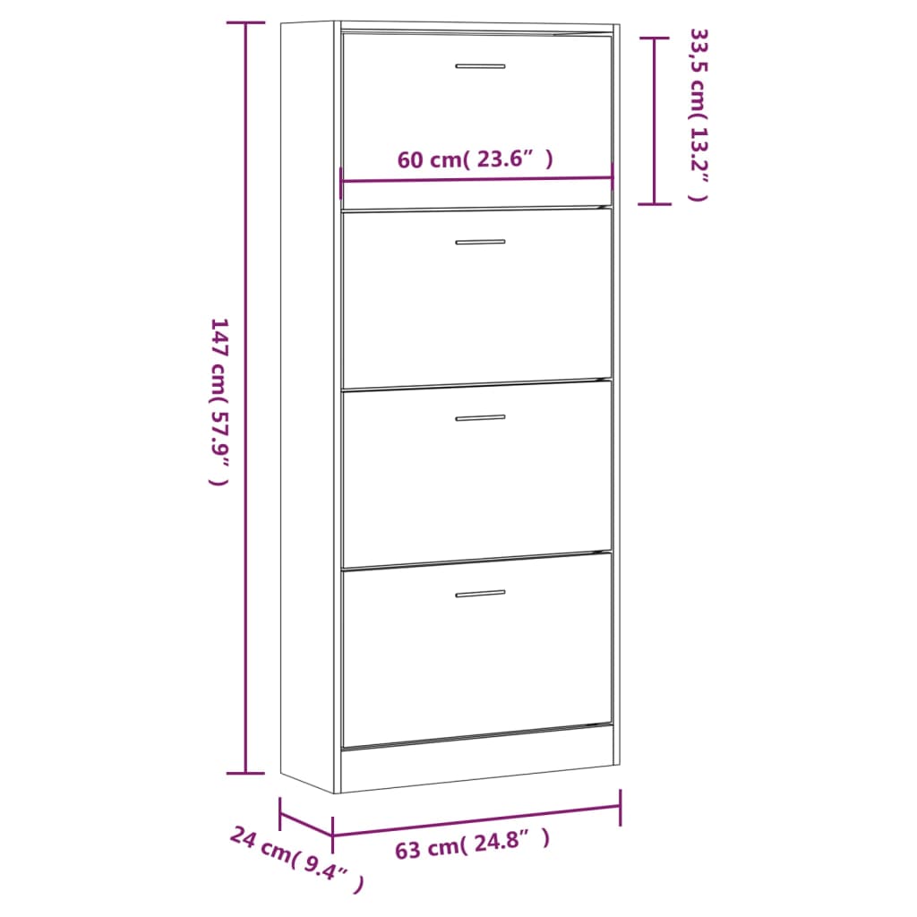 Shoe Cabinet Natural Solid Pine 1 Drop-Down Drawers