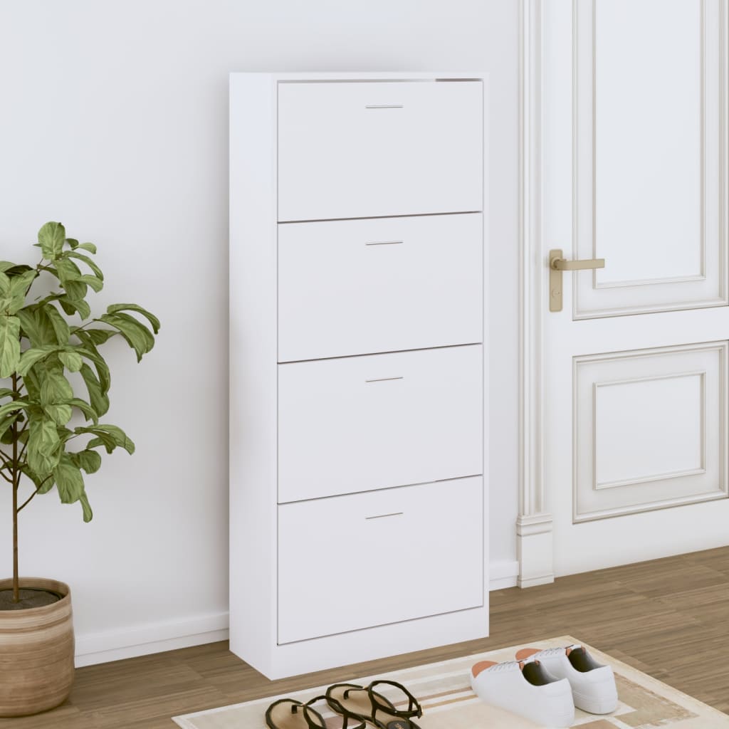 Shoe Cabinet Natural Solid Pine 1 Drop-Down Drawers