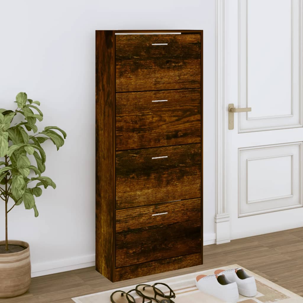 Shoe Cabinet Natural Solid Pine 1 Drop-Down Drawers
