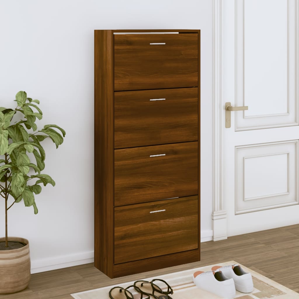 Shoe Cabinet Natural Solid Pine 1 Drop-Down Drawers