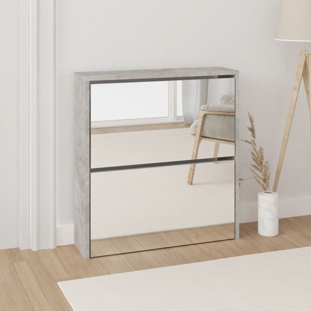 Shoe Cabinet Natural Solid Pine & Glass Medium 2 Drop-Down Drawers