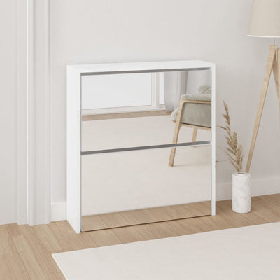 Shoe Cabinet Natural Solid Pine & Glass Medium 2 Drop-Down Drawers