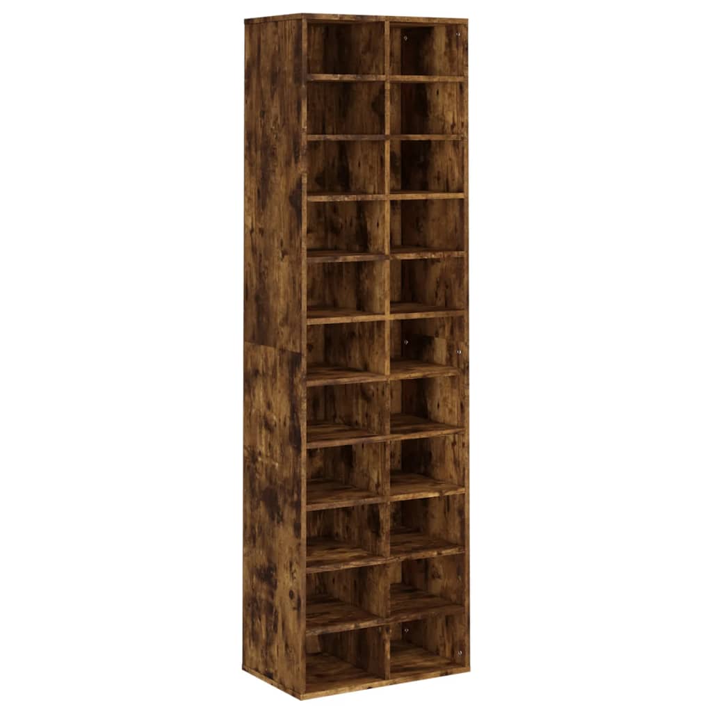 Shoe Cabinet Smoked Oak 24 Drawers Tall