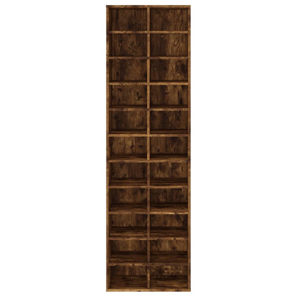 Shoe Cabinet Smoked Oak 24 Drawers Tall