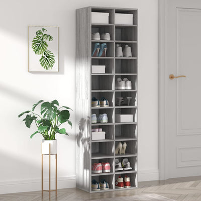 Shoe Cabinet Smoked Oak 24 Drawers Tall