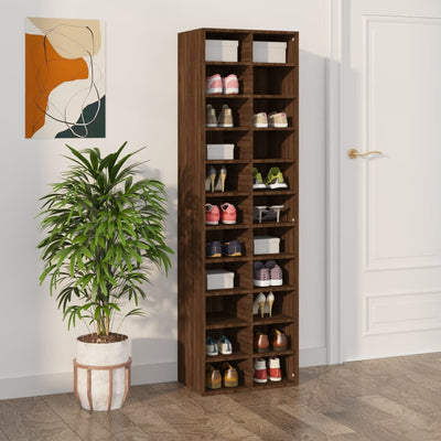 Shoe Cabinet Smoked Oak 24 Drawers Tall