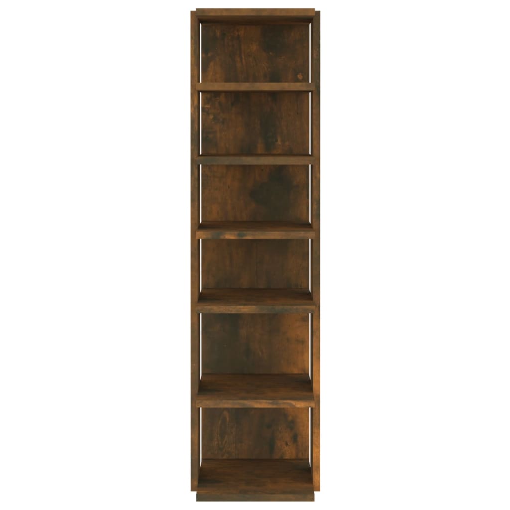 10" Narrow & Tall Smoked Oak Shoe Cabinet With 6 Tiers