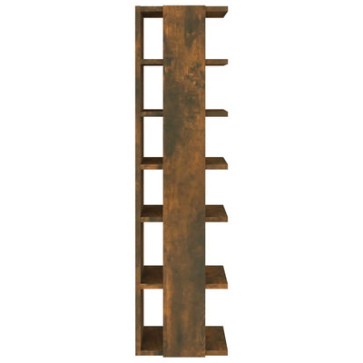 10" Narrow & Tall Smoked Oak Shoe Cabinet With 6 Tiers