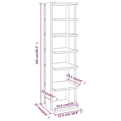 10" Narrow & Tall Smoked Oak Shoe Cabinet With 6 Tiers