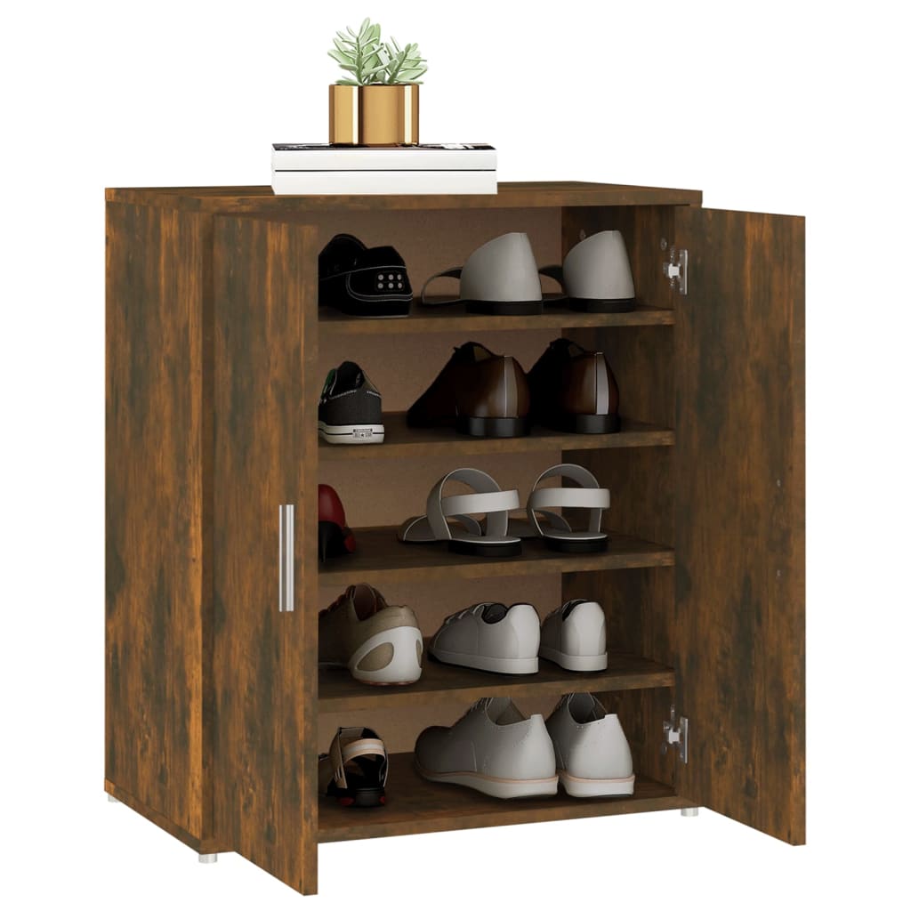18 Pair 23" Smoked Oak Shoe Cabinet With 5 Tiers