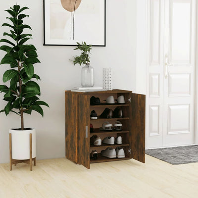 18 Pair 23" Smoked Oak Shoe Cabinet With 5 Tiers