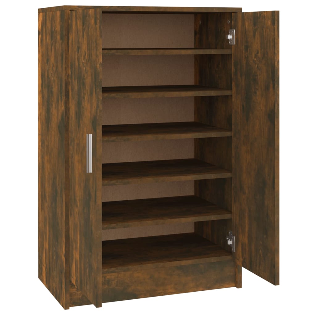 Flow Shoe Cabinet Smoked Oak 5 Drawers Tall & Wide