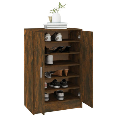 Flow Shoe Cabinet Smoked Oak 5 Drawers Tall & Wide