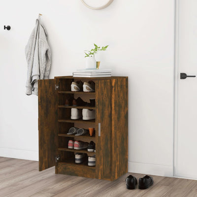 Flow Shoe Cabinet Smoked Oak 5 Drawers Tall & Wide