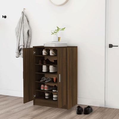 Flow Shoe Cabinet Smoked Oak 5 Drawers Tall & Wide