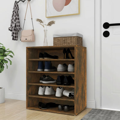 Shoe Cabinet Smoked Oak 5 Drawers Tall & Wide
