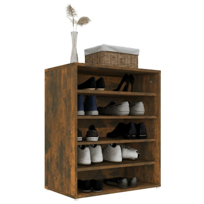 Shoe Cabinet Smoked Oak 5 Drawers Tall & Wide