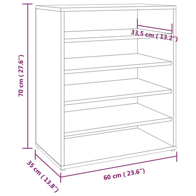 Shoe Cabinet Smoked Oak 5 Drawers Tall & Wide