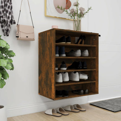 Shoe Cabinet Smoked Oak 5 Drawers Tall & Wide