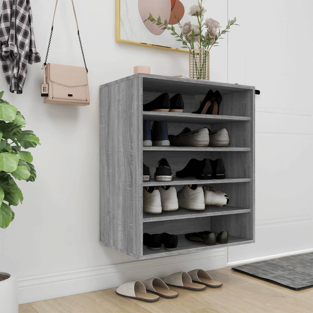 Shoe Cabinet Smoked Oak 5 Drawers Tall & Wide