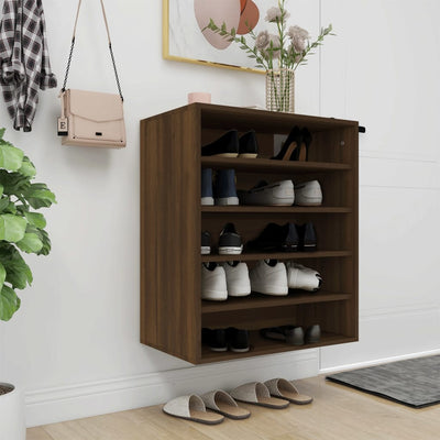 Shoe Cabinet Smoked Oak 5 Drawers Tall & Wide
