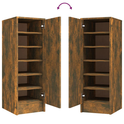 Shoe Cabinet Smoked Oak 6 Drawers Tall