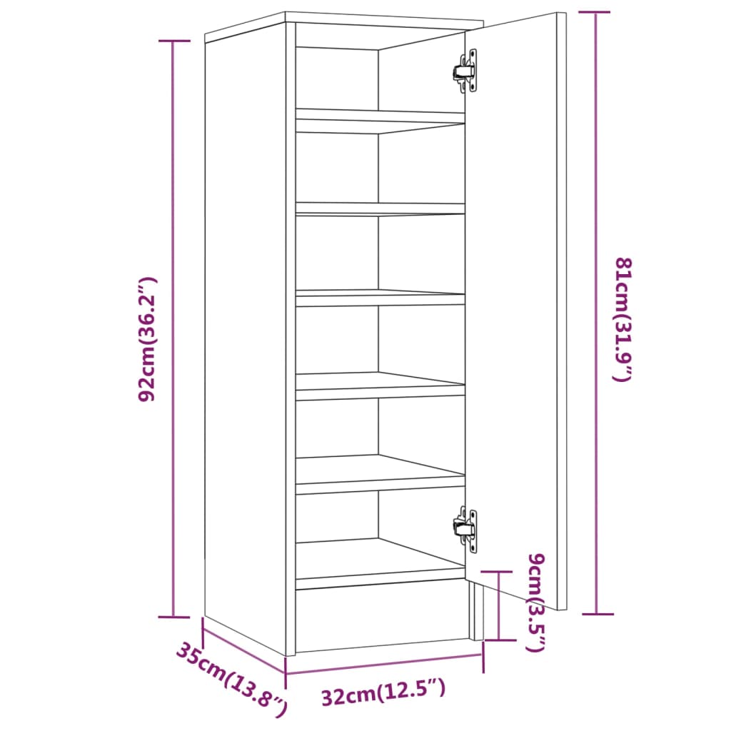 Shoe Cabinet Smoked Oak 6 Drawers Tall