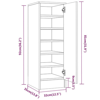 Shoe Cabinet Smoked Oak 6 Drawers Tall