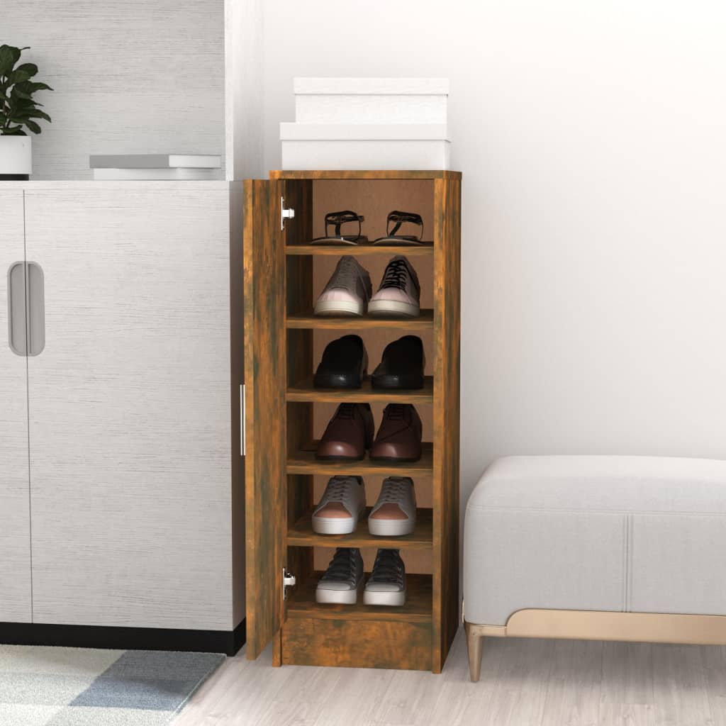 Shoe Cabinet Smoked Oak 6 Drawers Tall