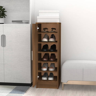 Shoe Cabinet Smoked Oak 6 Drawers Tall