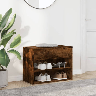 Shoe Chest Smoked Oak Wide & Deep 5 Compartments