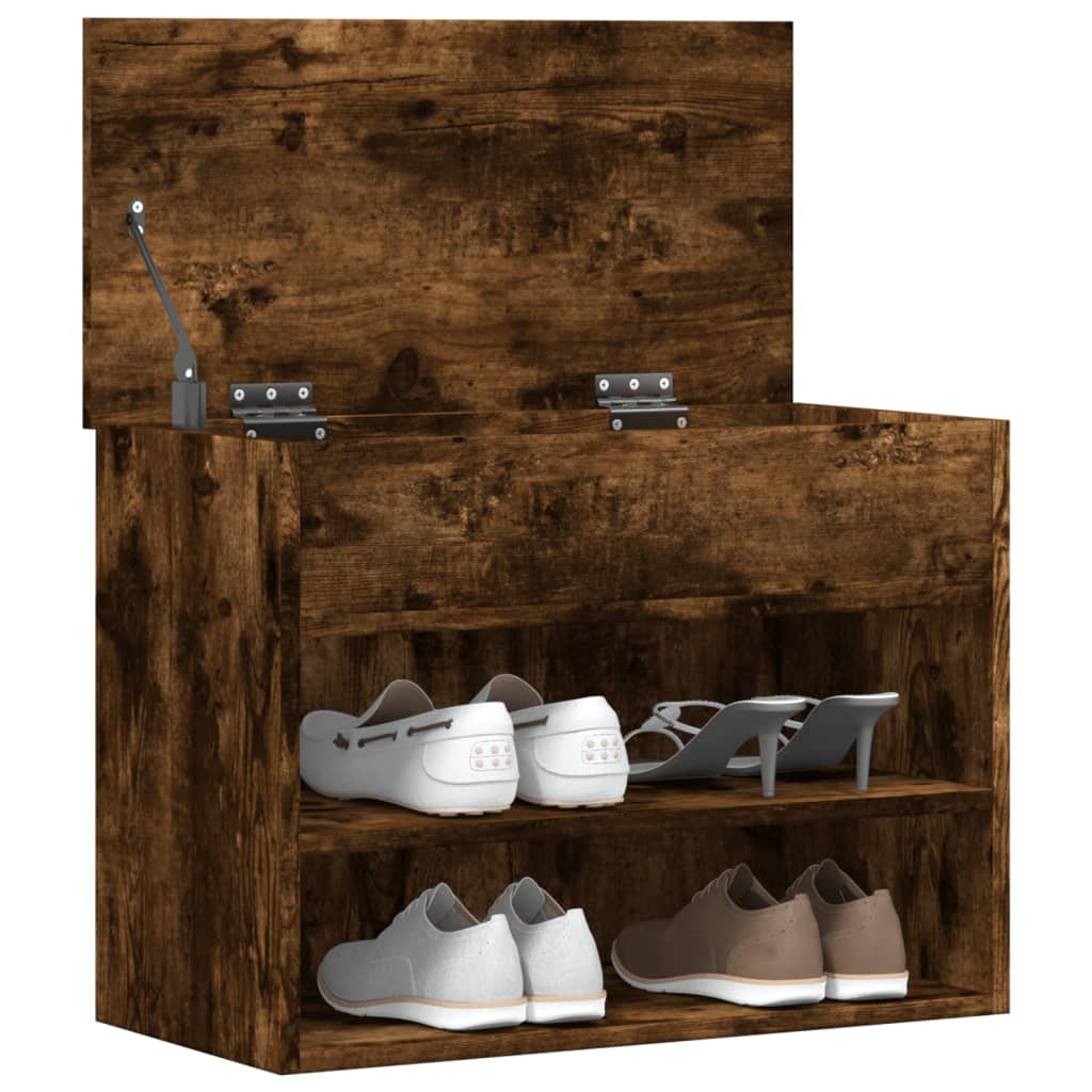 Shoe Chest Smoked Oak Wide & Deep 5 Compartments